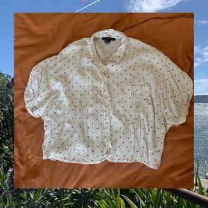 White Polka-dotted Button-up Blouse 🕴🏽✨